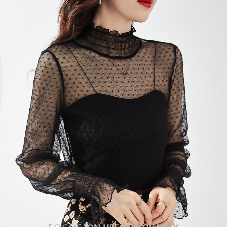 

2021 New Long Sleeves Transparent Sexy Topswomen Crochet Winter Turtleneck Sweatshirt Streetwear Ladies EZ4D, White