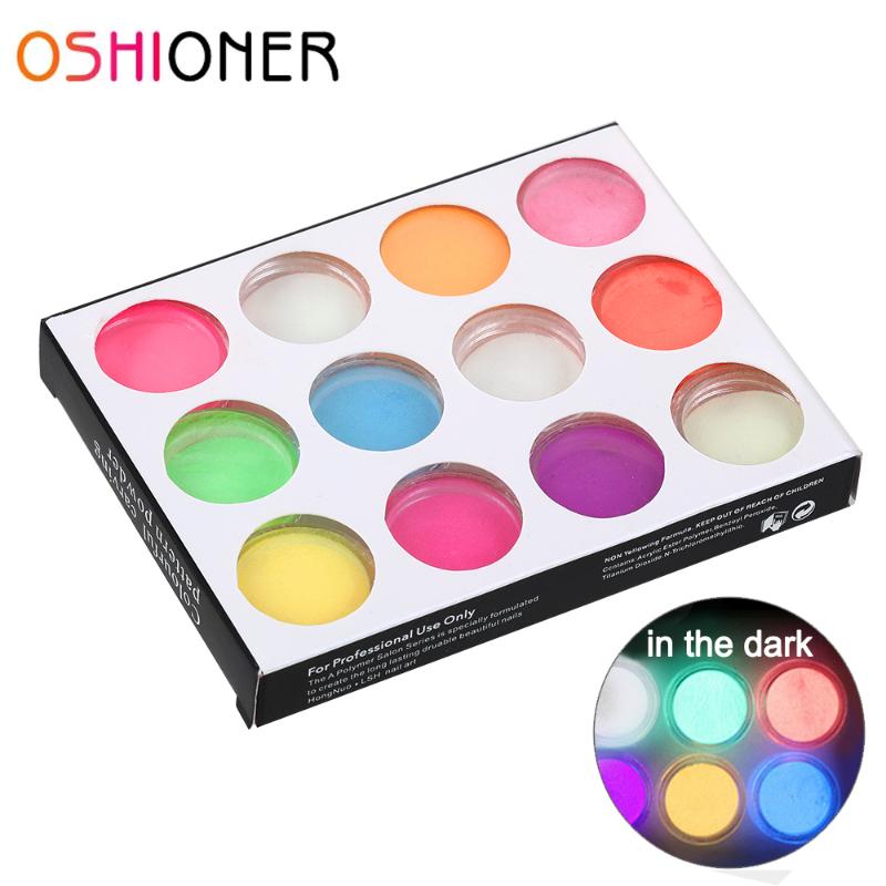 

12pcs/Set Neon Nail Powder Eyeshadow Pigment Fluorescent Nail Glitter DIY Manicure Decoration Art Dust Pigment