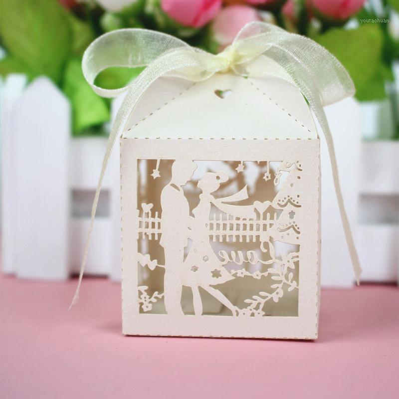 

30 100PS Lase Cut Bride Groom Wedding Sweets Candy BOX Guests Gift Boxes Paper packaging Baby Shower chocolate cookie Box1