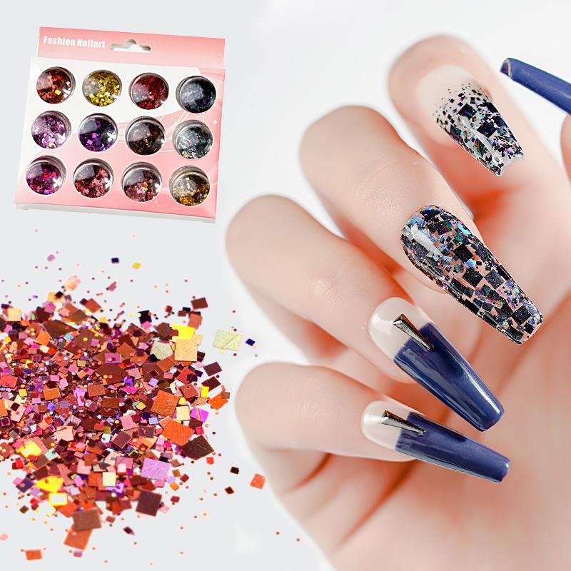 

1Set Metallic Chunky Mix Glitter 12 colors-rainbow Heart/Butterfly Different Shape Glitter/Nail Art Holo/Phosphorescent Glitter