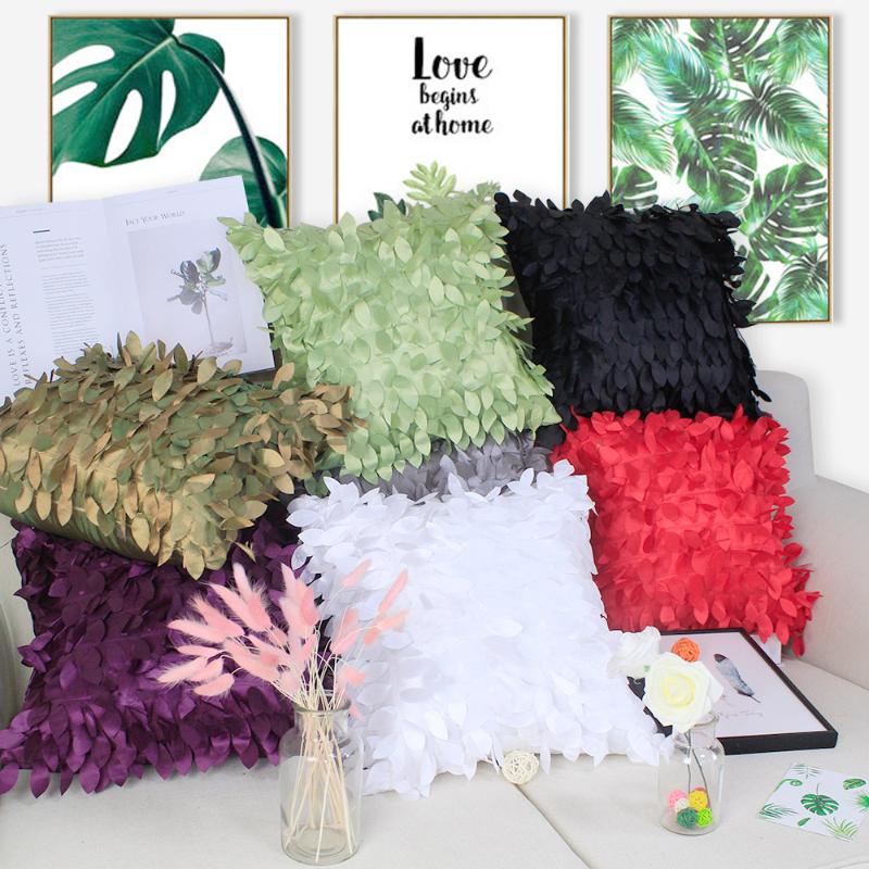

Free Shipping 42 X 42cm 3D Leaf Fancy Cute Embroidery Cushion Cover Wholesale Retail HT-PCTEC-04, Black