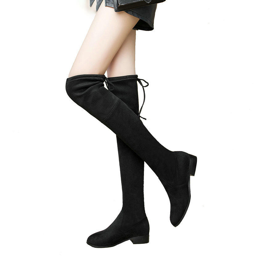 

Esveva botas femininas de salto mdio, 2020, acima dos joelhos, sexy, com cadaro, tecido elstico tamanho 34-43, Blue