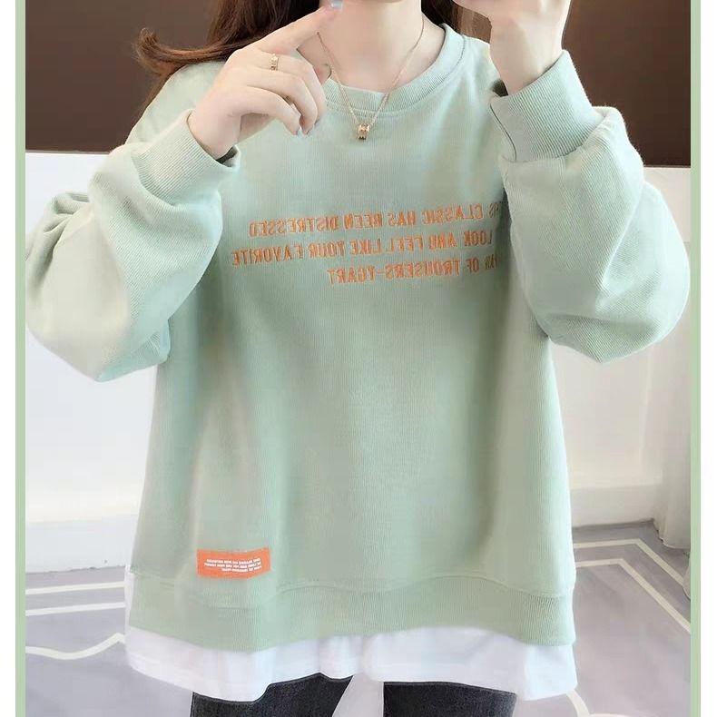 

Inner super soft] cotton sweater ladies plus velvet thick spring and autumn winter loose fake two-piece jacket, Black