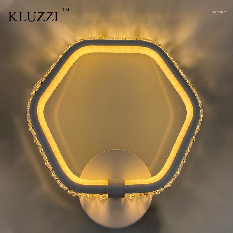 

Nordic Hexagonal Wall Lamps Bedroom Beside Crystal LED Wall Light Home Indoor Corridor White Sconce Aluminum Light1