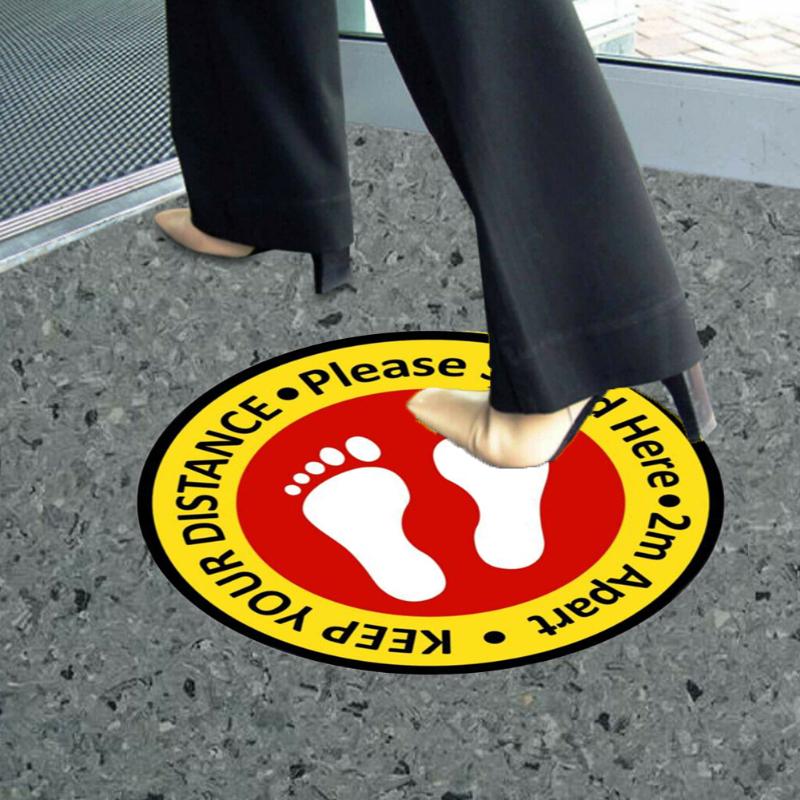 

5Pcs Floor stickers Kit Distancing Floor Sticker Sign 20.3cm Stay Safe