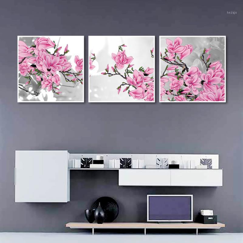 

Pink Peach Blossom Green Buds And Leaves Posters Home Decoration Minimalism Canvas Painting Print Wall Picture for Living Room1