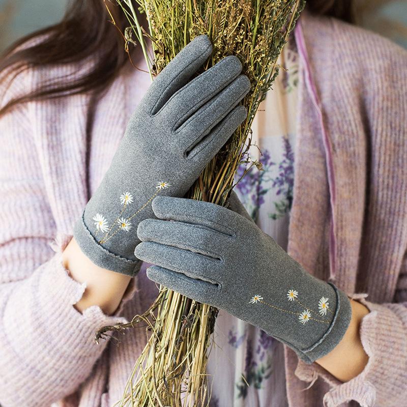 

Winter Gloves, Women's Windproof Warmth, Light and Thin Style, Touch Screen Winter Outdoor Riding and Driving Embroidered Gloves