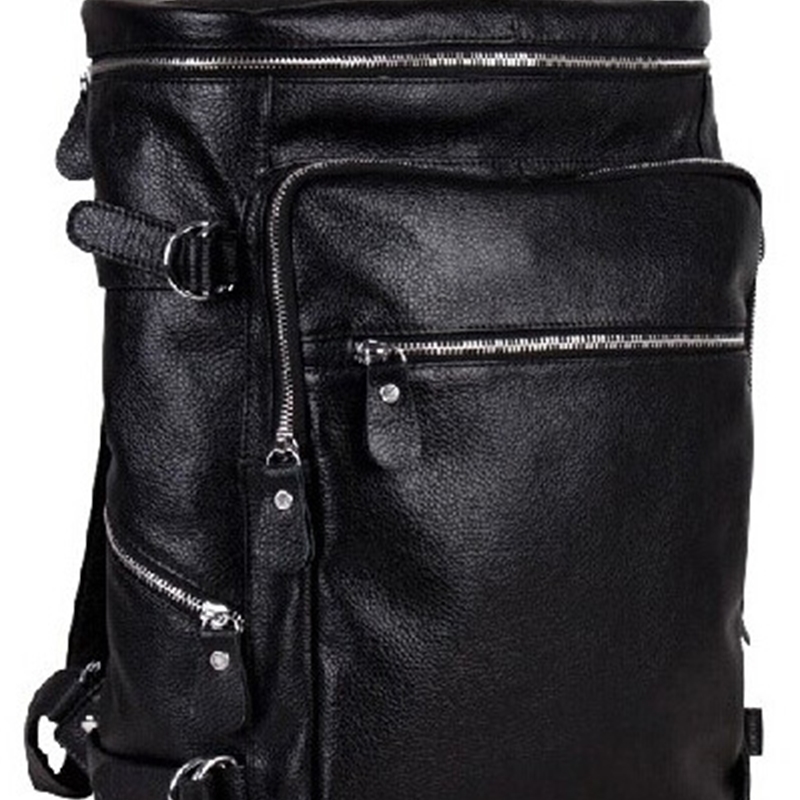 

Genuine of Men's Male Leather Backpack Female Travel Bag Black Brown Book
