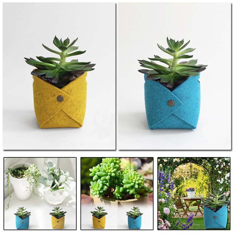 

Felt Succulents Flower Pot Cover Foldable Storage Bags Colorful Home Office Desk Decor Makeup Organizer Storage Bags Blue/Yellow1