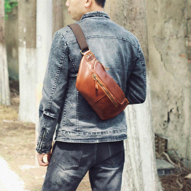 

SIKU men's leather waist bag genuine leather bag distress men, Brown