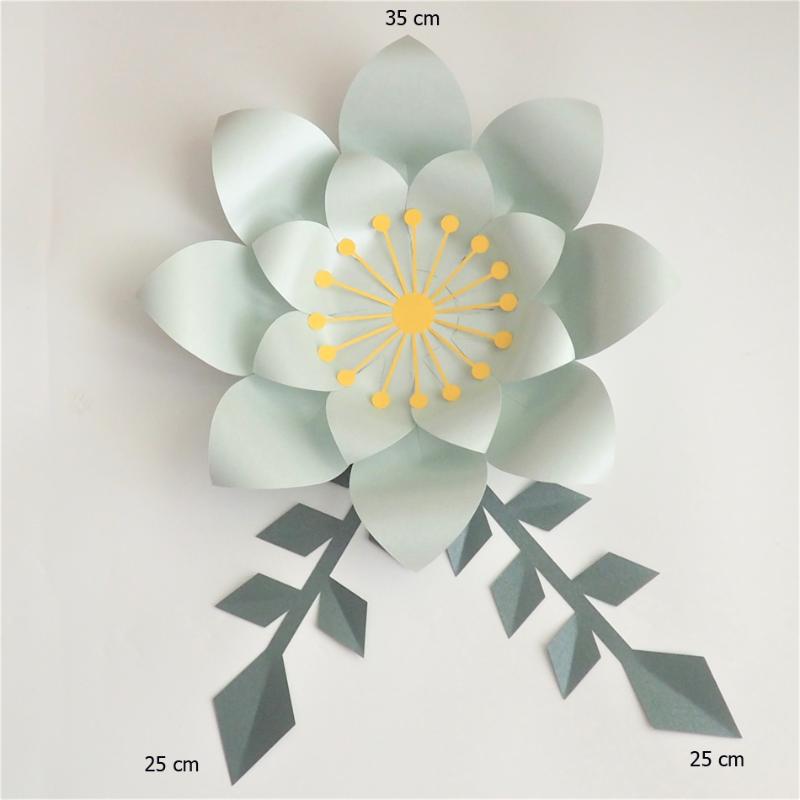 

Artificial Flowers 35CM + Leaves 25CM Fleurs Artificielles Backdrop DIY Giant Paper Flowers Wedding Party Decor Baby Shower, Beige