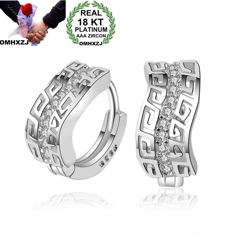 

OMHXZJ Wholesale Personality Fashion Woman Girl Wedding Gold White Hollowed Zircon 18KT Gold White Hoop Earrings YE388