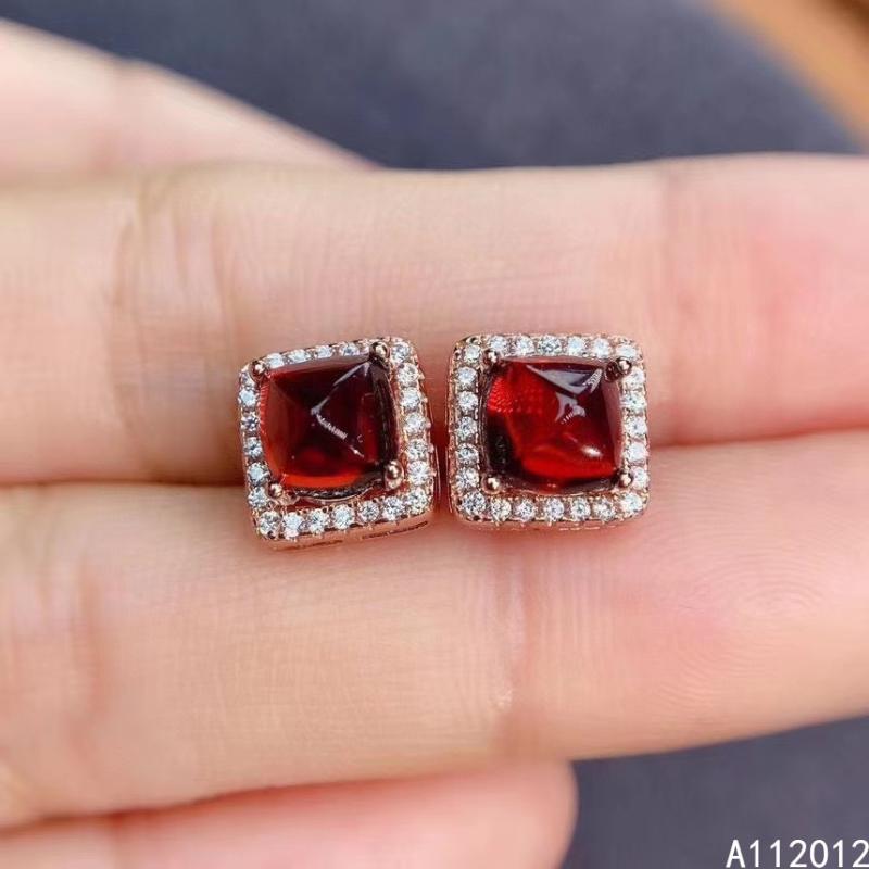 

KJJEAXCMY fine jewelry 925 silver natural Garnet new girl fashion earrings hot selling ear stud support test Chinese style