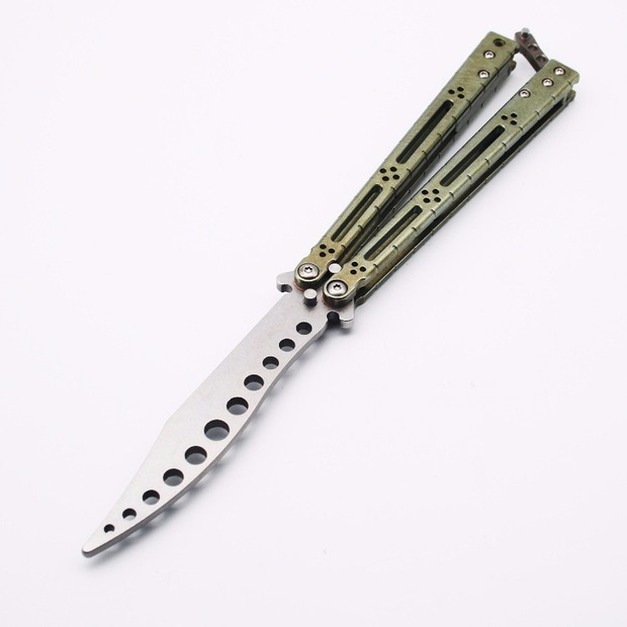

Basilisk HOM D2 polished blade titanium butterfly trainer training knife Crafts Martial arts Collection knvies xmas gift