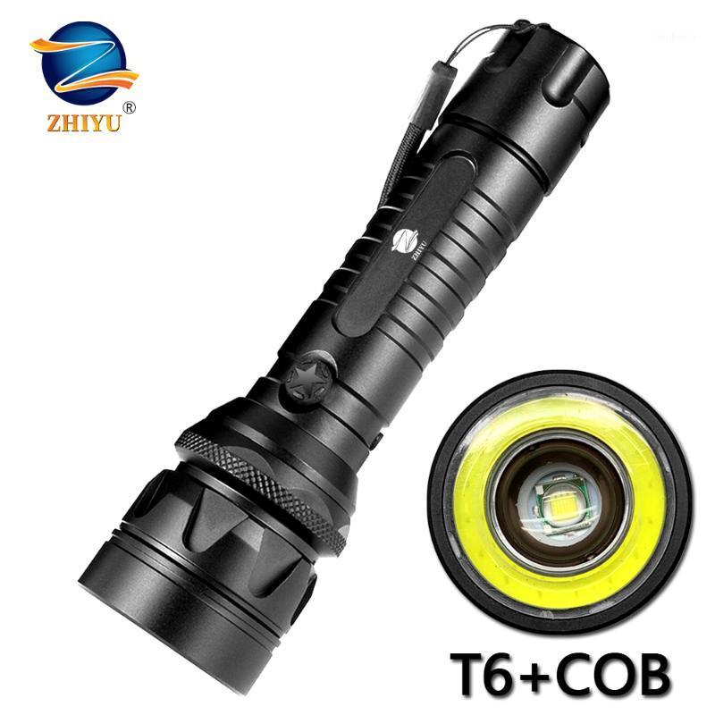 

ZHIYU LED Dual Light Source T6+COB Rechargeable LED Torch Tactical Rotating Zoom Linterna 18650 Battery Camping Light1