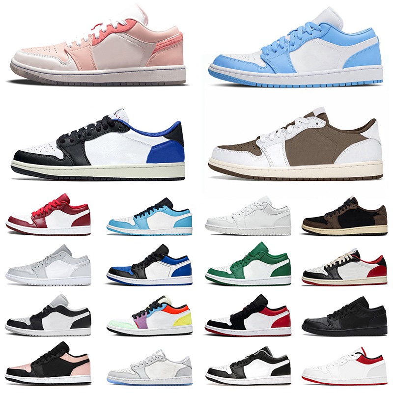 

Jumpman 1 1s Low Mens Womens Designer Basketball Shoes Mighty Swooshers Pink Black White Unc TS x Fragment Panda Chicago Carbon Fiber Sports Sneakers Trainers 36-45, 36-45 light smoke grey
