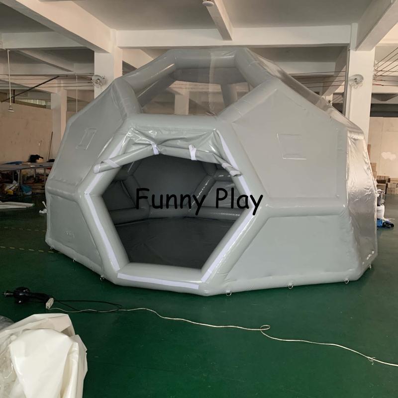 

Polygon inflatable half clear football soccer tent inflatable show house Famaily Backyard tent,pvc leisure camping tent