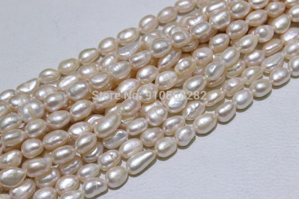 

Freshwater pearl necklace rice - shaped DIY materials 8X11mm 35cm