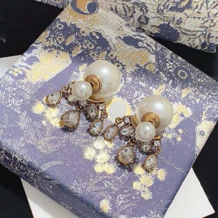 

2021 NEW designer jewelry D home / Dijia new size Pearl Earrings water drop drill earrings of the same material 925 silver needle