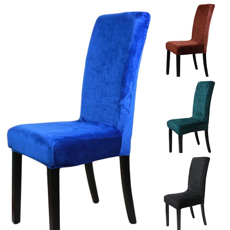 

Solid Color Dining Chair Cover Thick Plush Stretch Elastic Chair Slipcovers Restaurant For Weddings Banquet Hotel Covering