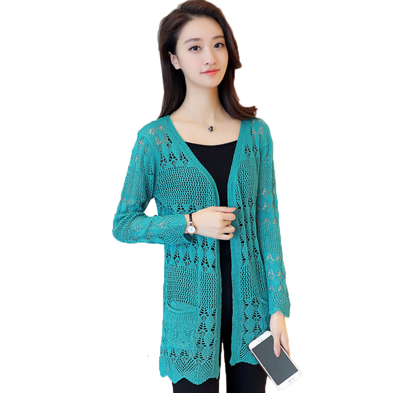 

Spring Fine Medium-long Female Autumn Hollow Out Crocheted Solar Protector Shirts Fashion Thin Section Cardigan Topos 3zfa, Sapphire.