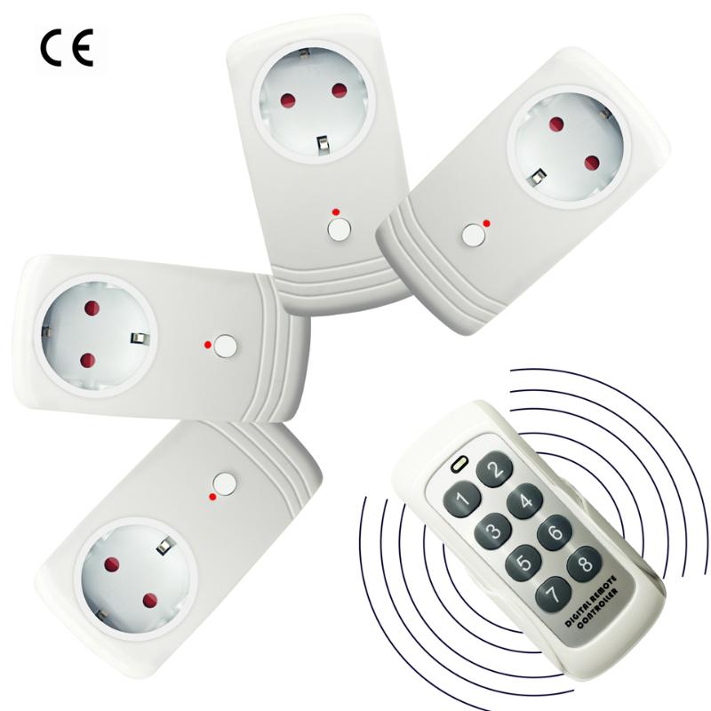 

4pcs Wireless RF 433MHz Intelligent 4 Smart Electrical Power Plug Socket Outlet W/ Remote Control Switch 1 Transmitter US EU UK