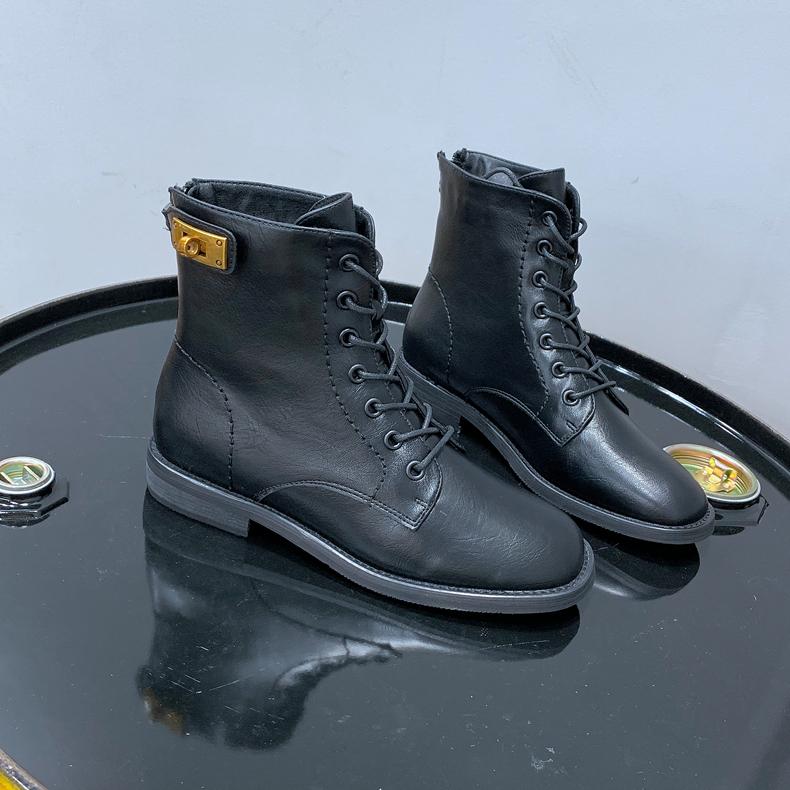 

Boots Female 2020 Winter Flat Short Tube Was Thin Booties Ins Wild, Black