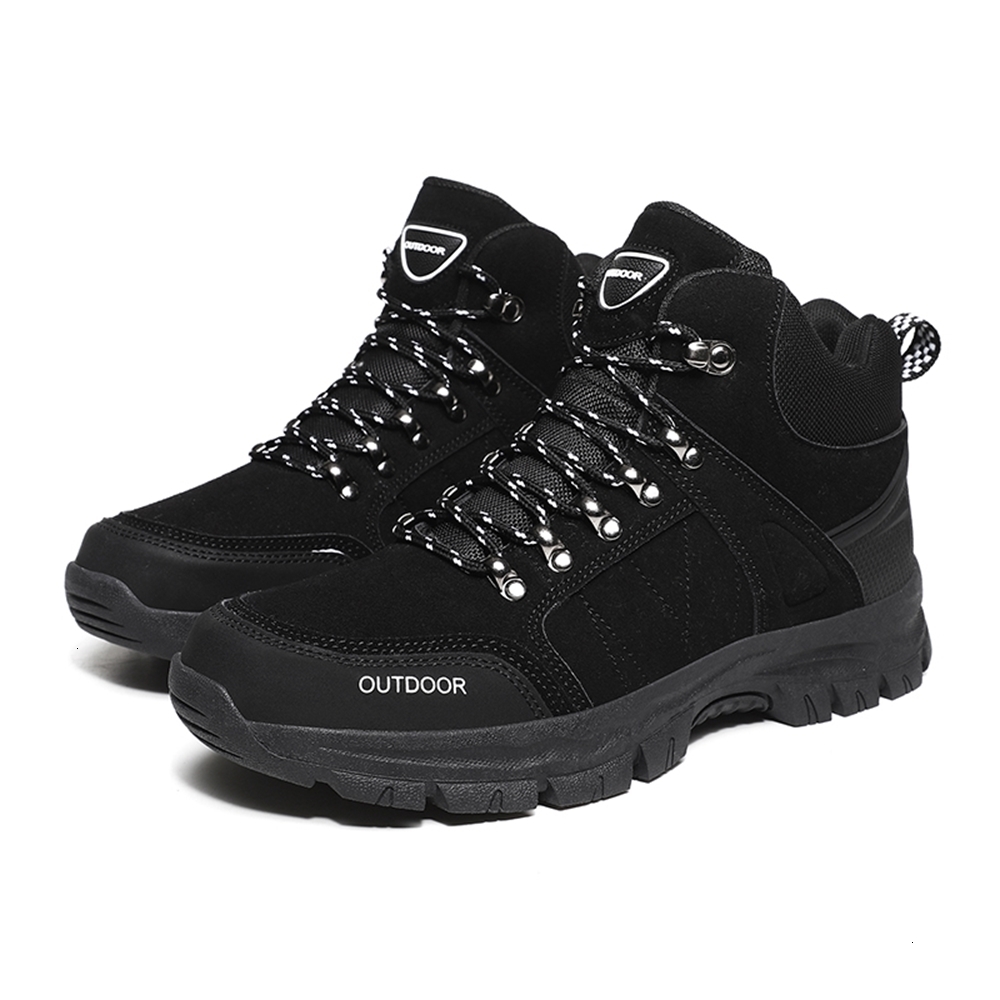 

Big Size 39-47 Men Hiking Sneakers Waterproof Male Mountain Climbing Shoes Non-Slip Trekking Sports Athletic Lace Up Walking Otr, Black hiking
