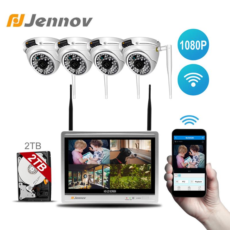 

Jennov Video Surveillance 4CH 1080P CCTV NVR Wifi Wireless Security Camera System Outdoor Waterproof IP 66 12 Inch LCD Monitor