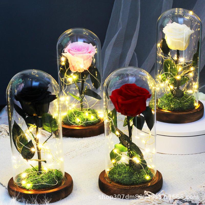 

Preserved Fresh Flower Glass Cover Real Flower Ornaments Wholesale Amazon Craft Gift Valentine's Day Gift One Piece Dropshipping