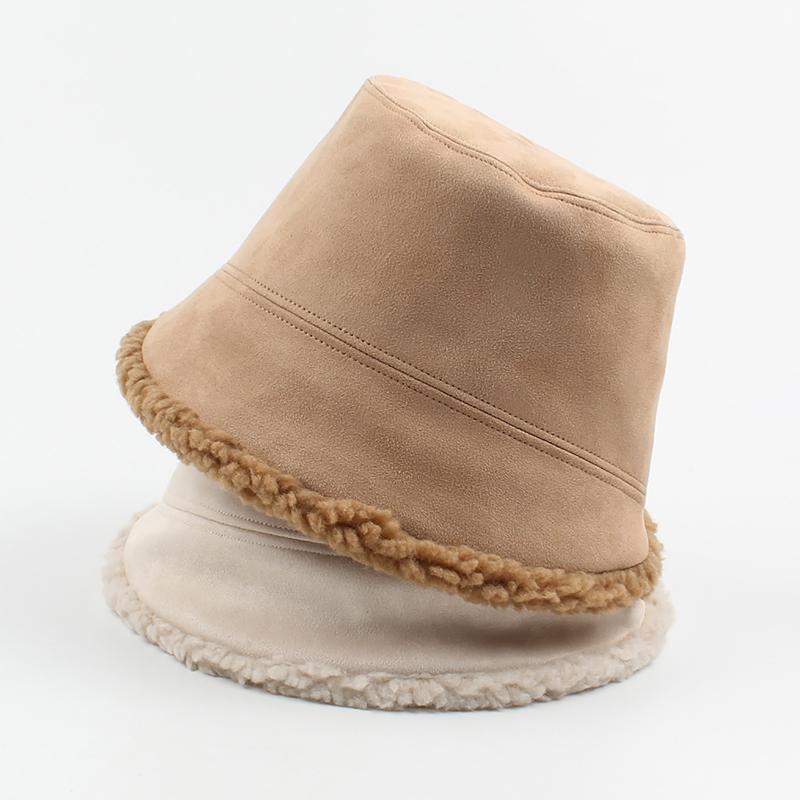 

Women Winter Reversible Bucket Hat Faux Suede Fuzzy Fleece Cloche Hats Warm Outdoor Fisherman Caps, Black