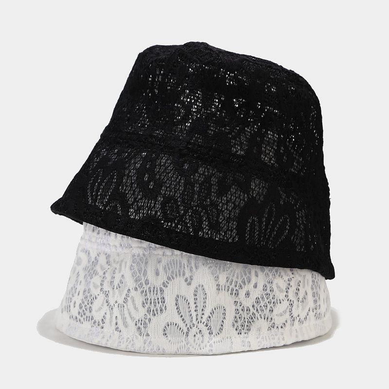 

2020 Solid Color Lace Flower Bucket Hat Fisherman Hat Outdoor Travel Sun Cap Hats for Women 187, White