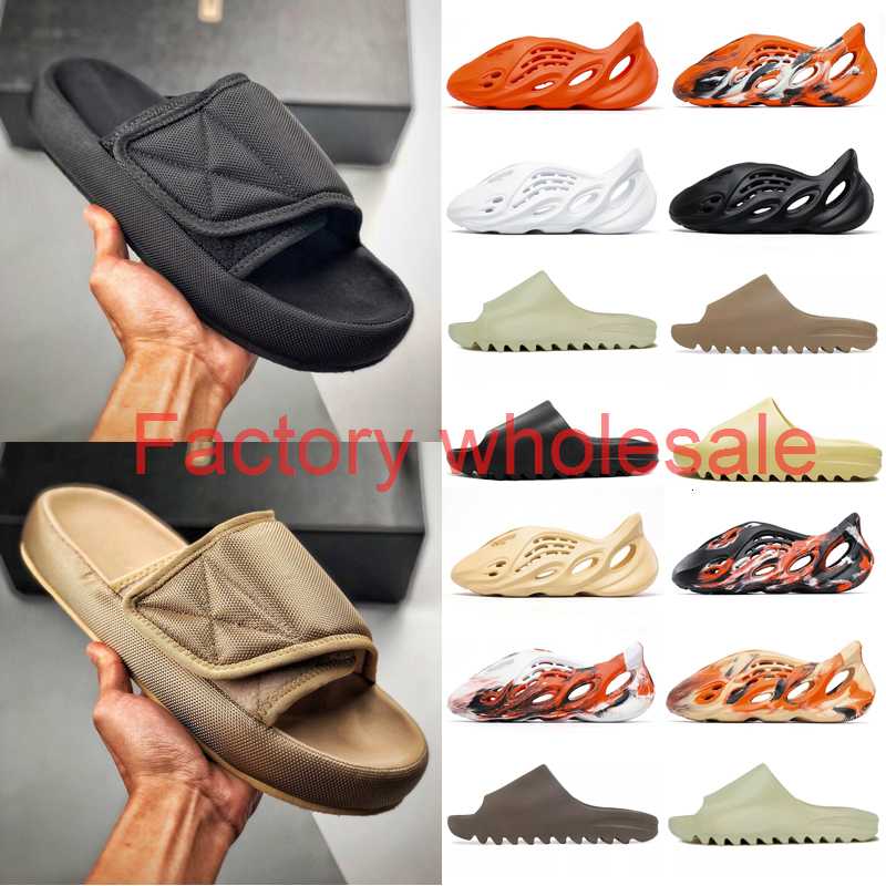 

2021 Foam Runner Kanye West Clog Sandal Triple Black Slide Slipper Women Mens Tainers bone 450 Designer Beach Sandals Slip-on Shoes #898, 28