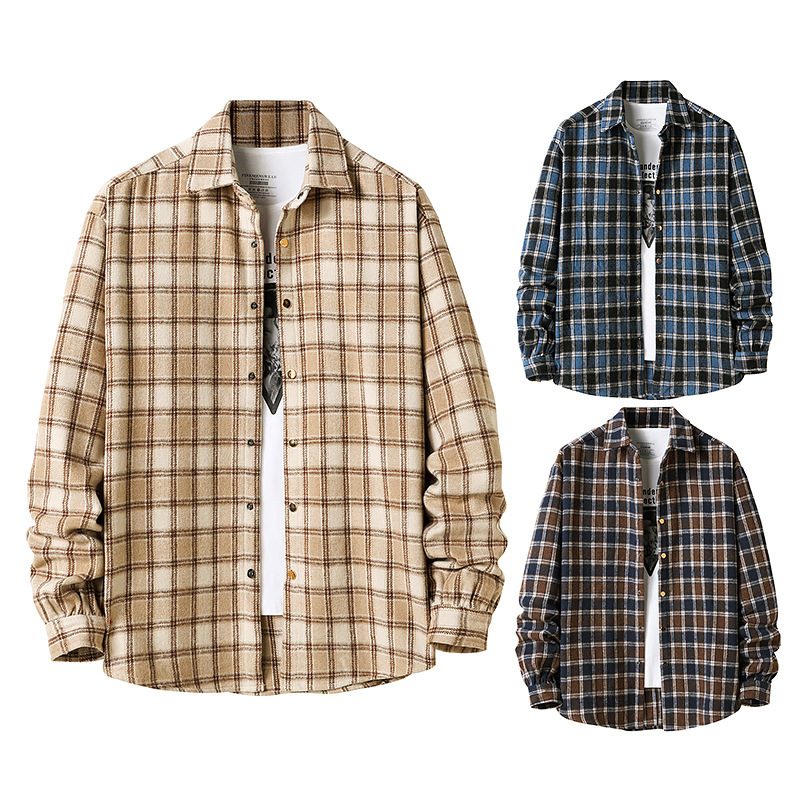 

2021 Men Flannel Plaid Men's Style Jacket New Autumn Casual Long Sleeve Shirt Soft Comfort Slim Fit Styles Brand Man Plus Size Urum, Khaki