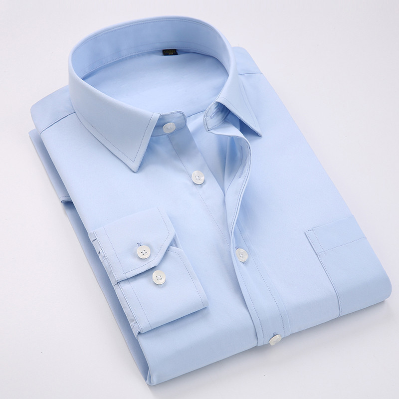 

Comfortable business men's solid plain dress shirts long sleeve square collar regular fit male social shirt 201124, 5508