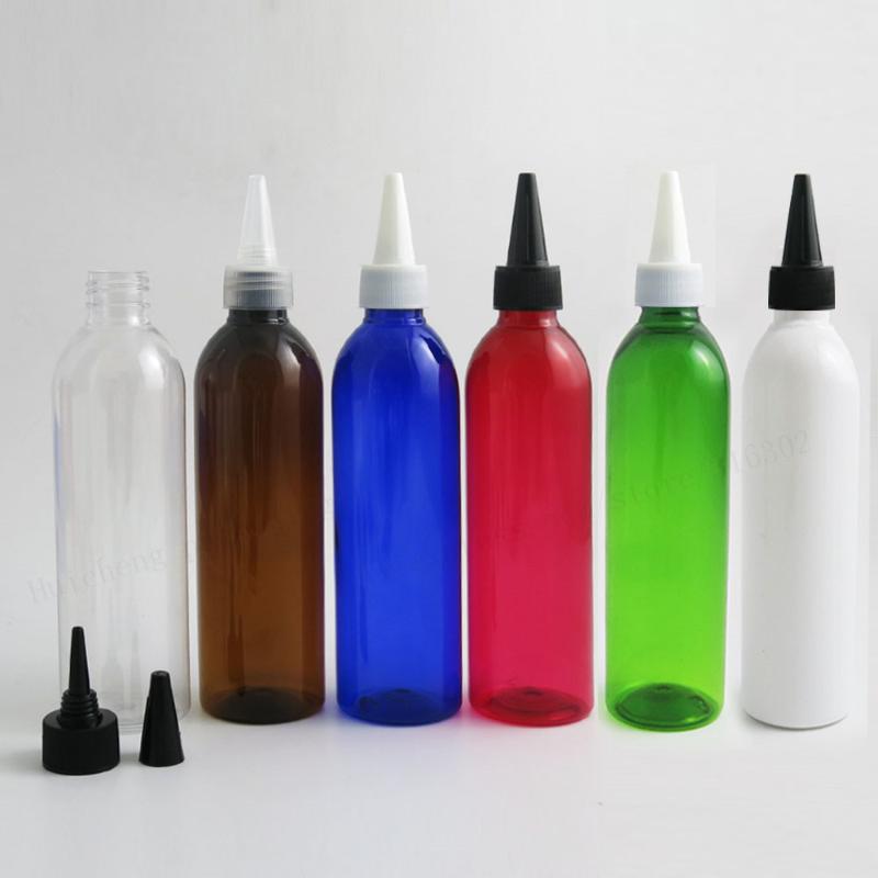 

20 X 250ML 8OZ Empty Amber Blue Clea Red Pet Plastic Bottle With Plastic Spout Lids 16oz Big Cream Container