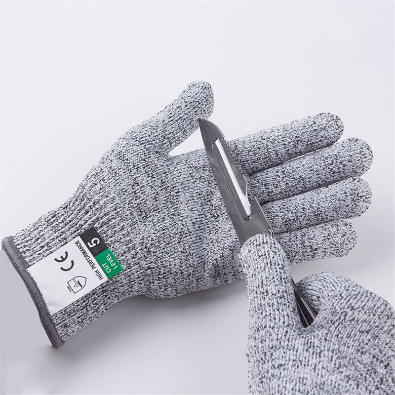 

Level 5 Cut Proof Stab Resistant Wire Metal Glove Kitchen Butcher Cuts Gloves for Oyster Shucking Fish Gardening Safety Gloves, Dark grey