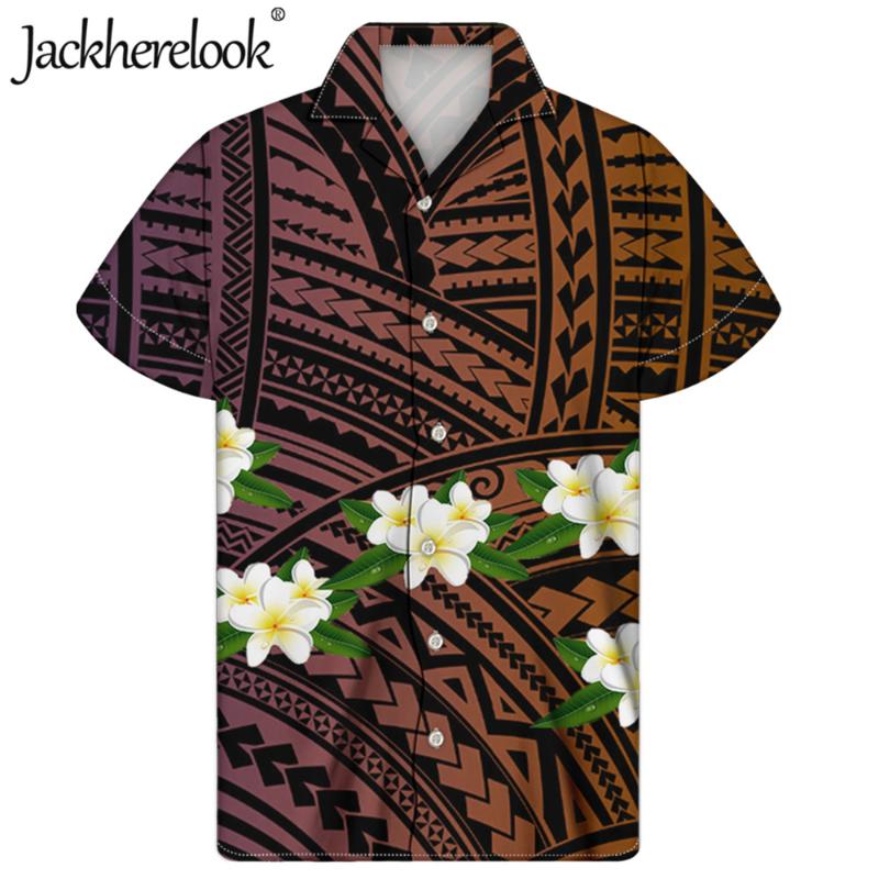 

Men's Casual Shirts Jackherelook Gradient Men Shirt Camisa Short Sleeve Polynesian Traditional Trib Print Hawaiian Beach For Mens, Htac070z77