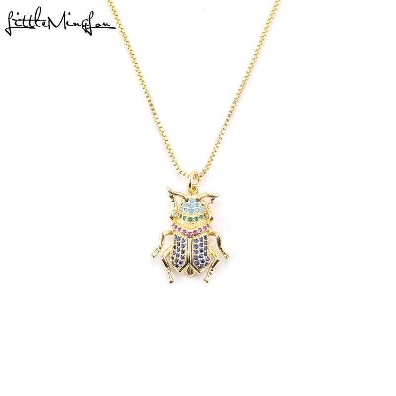 

Brand new Luxury paving Cubic zirconia Insects cicada Pendant Necklace copper chain necklace women Necklaces for women Jewelry