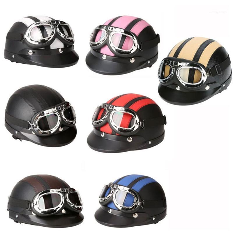 

Adult Helmets Motorcycle Retro Half Cruise Helmet Motorcycle Scooter Helmet For Vintage GERMAN Moto goggle1, Blue