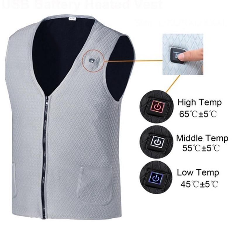 

1 Pcs Heated Vest USB Charging Heated Vest Thermal L/ 55 XXXXL Jacket XL/ XXL/ Sleeveless Degree XXXL/ M/ For Outdoor Campi K9B7, Grey xl