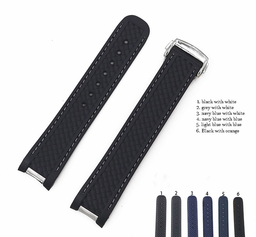 20mm Rubber Silicone Blue Blue Replacement Watch Band Strap Belt For OME 300 600Planet Ocean 45 42mm With Clasp-image-626559149