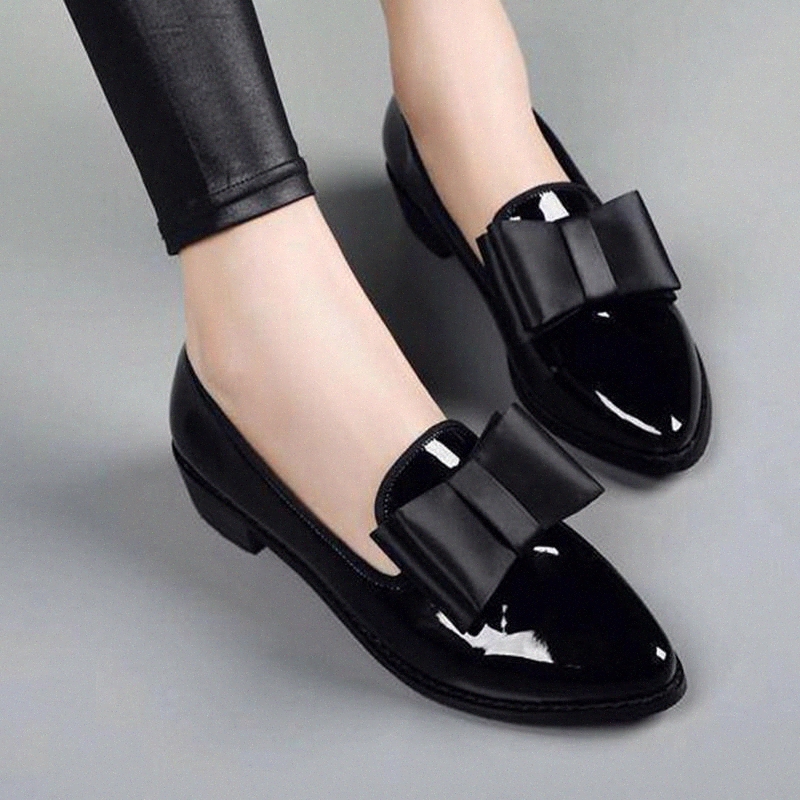 

Women Pumps 2020 Women's Low Heels Bow Pointed Toe PU Leather Woman Slip On Platform Fashion Ladies Shoes Female Footwear #1v7e