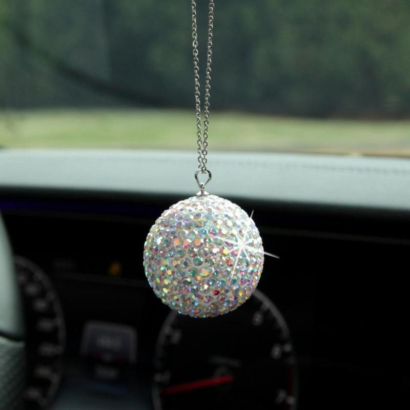 

2021 Rhinestone Ball Car Ornament Pendant Rearview Mirror Hanging Ornament Decor Gift Car Rearview Mirror Hanging Decor