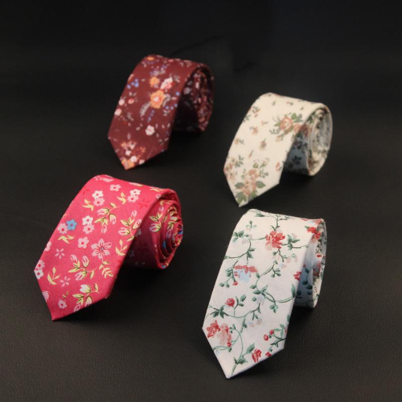 

New 6cm Female Necktie for Mens Cotton Floral Printed Neck Ties Fashion Skinny Bow Tie Shirt Mujer Vestir