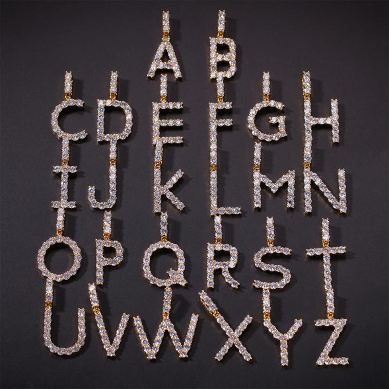 

Custom Name Mini Intial Tennis Letters Pendant Necklace Hip Hop Men's Unique Alphabet Jewelry Gold Silver Color Charm Chains