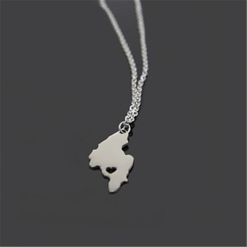 

New hot sale stainless steel map necklace pendant Tianning Island map necklace factory direct women pendant