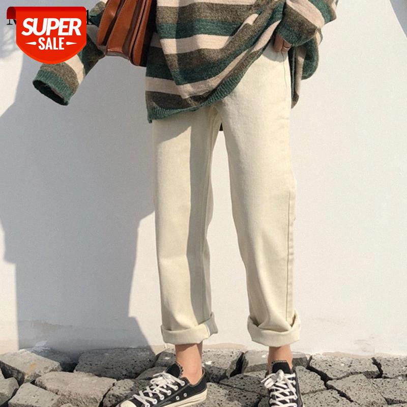 

2021 Fashion Streetwear Women Pants Solid High Waist Wide Leg Pants Women Casual Straight Harajuku Trousers 10385 #ao4M, Black;white