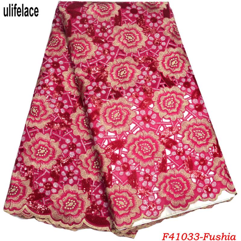 

African lace fabric 100% High quality Hand cut Sequins Embroidered Double Organza Lace Fabric Eco-Friendly For Clothing F4-1033