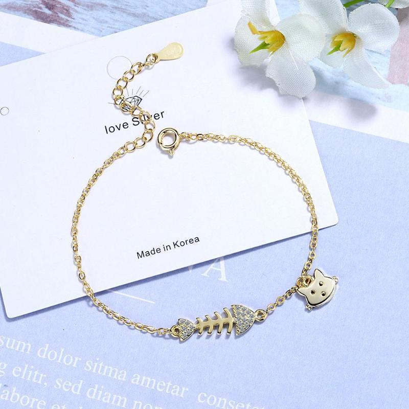 

Todorova Lovely CZ Zircon Fish Bone Cat Charm Bracelet for Women Fashion Adjustable Chain Bracelet Jewelry Gift1